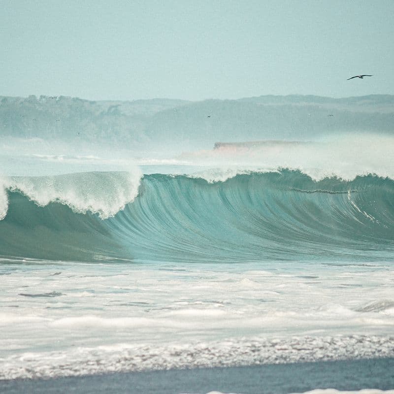 Large blue wave in the ocean